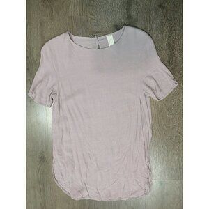 00s Vintage H&M Lilac Pink Satin Trim short sleeve blouse